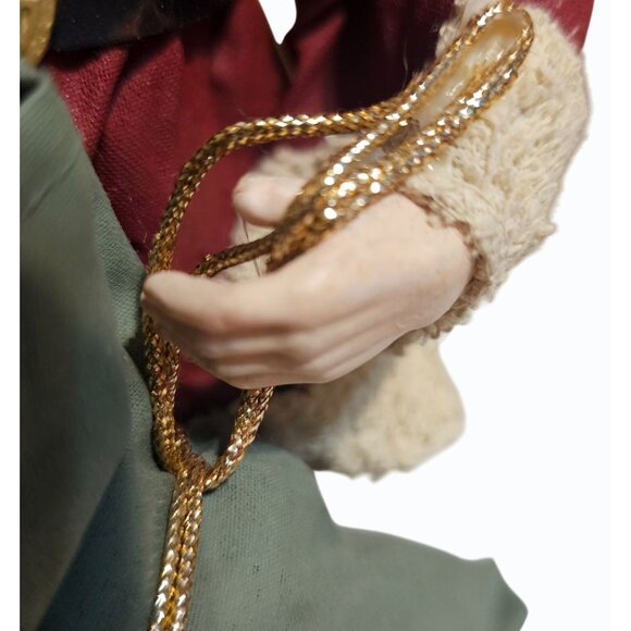 Vintage Fabric Mache 10" Santa Claus Figure Holding Bag of Toys Great Condition - Picture 14 of 16